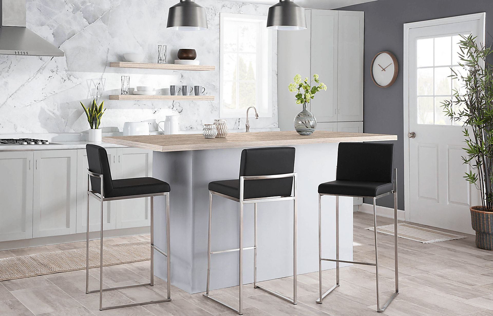 Nowotny Black Silver Barstool Set of 2 - Image 8