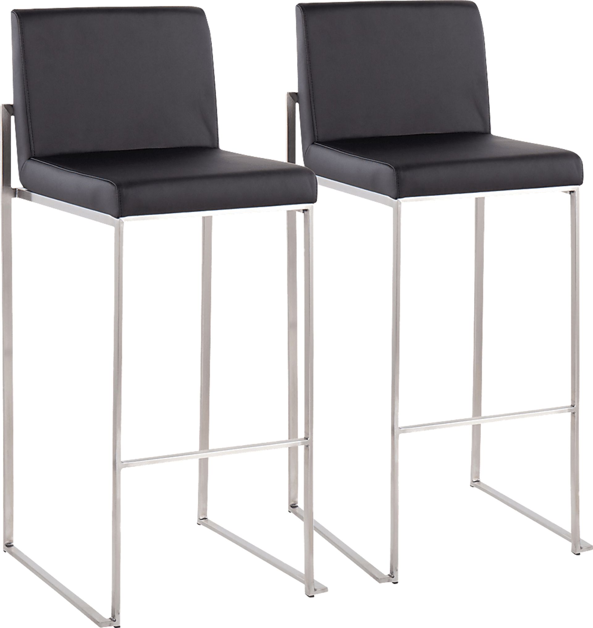Nowotny Black Silver Barstool Set of 2 - Image 1