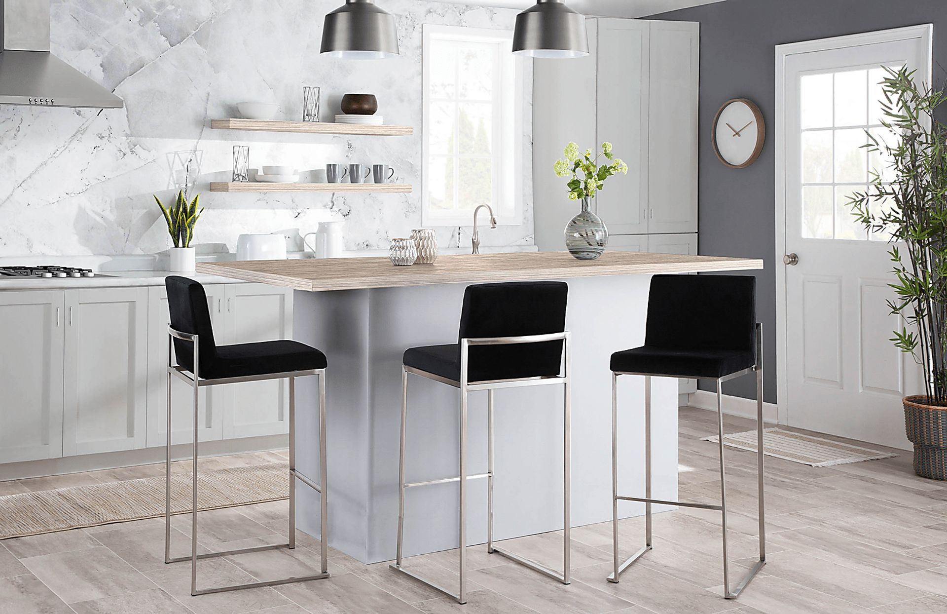 Nowotny Black Silver Barstool Set of 2 - Image 8