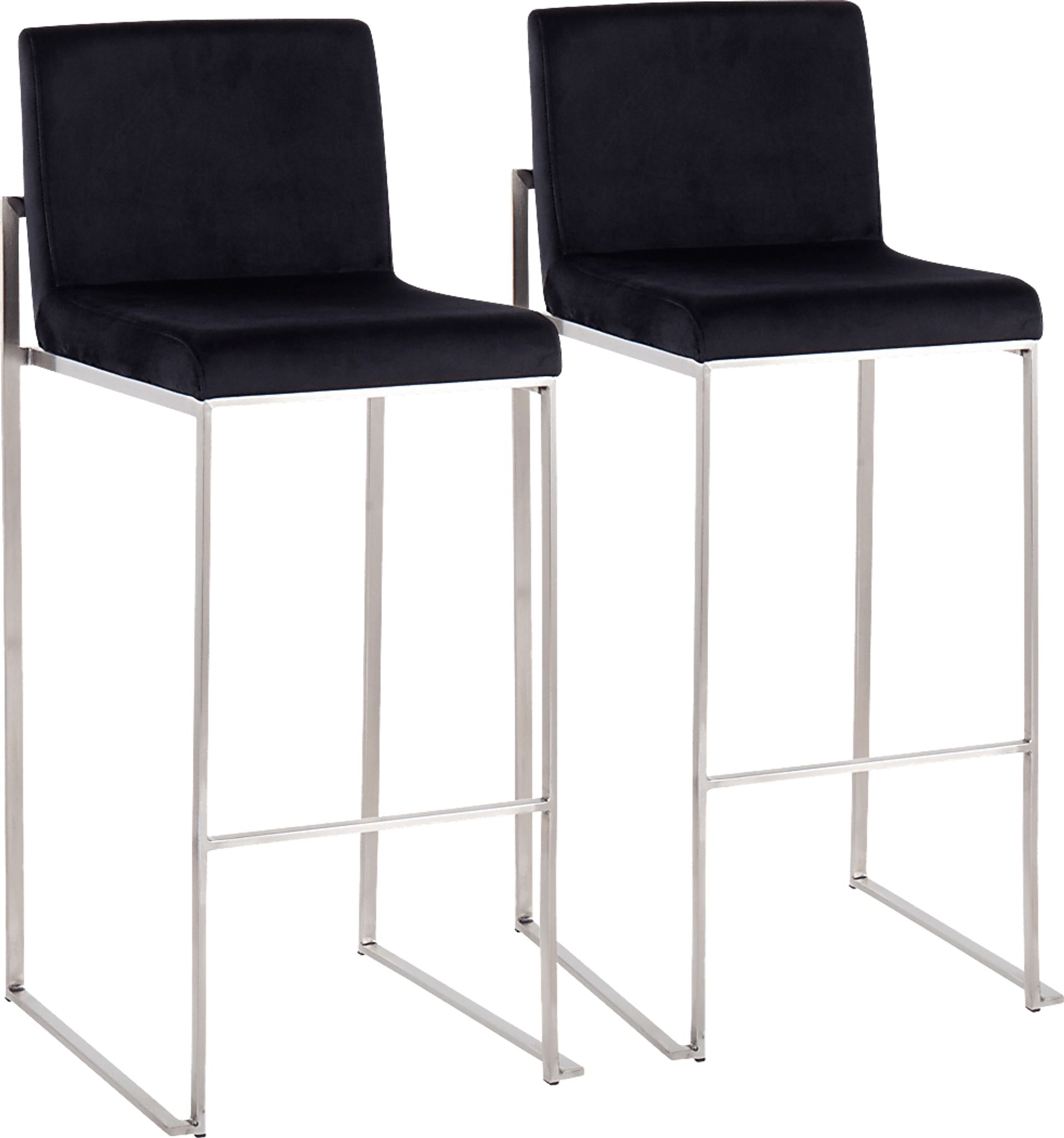 Nowotny Black Silver Barstool Set of 2 - Image 1