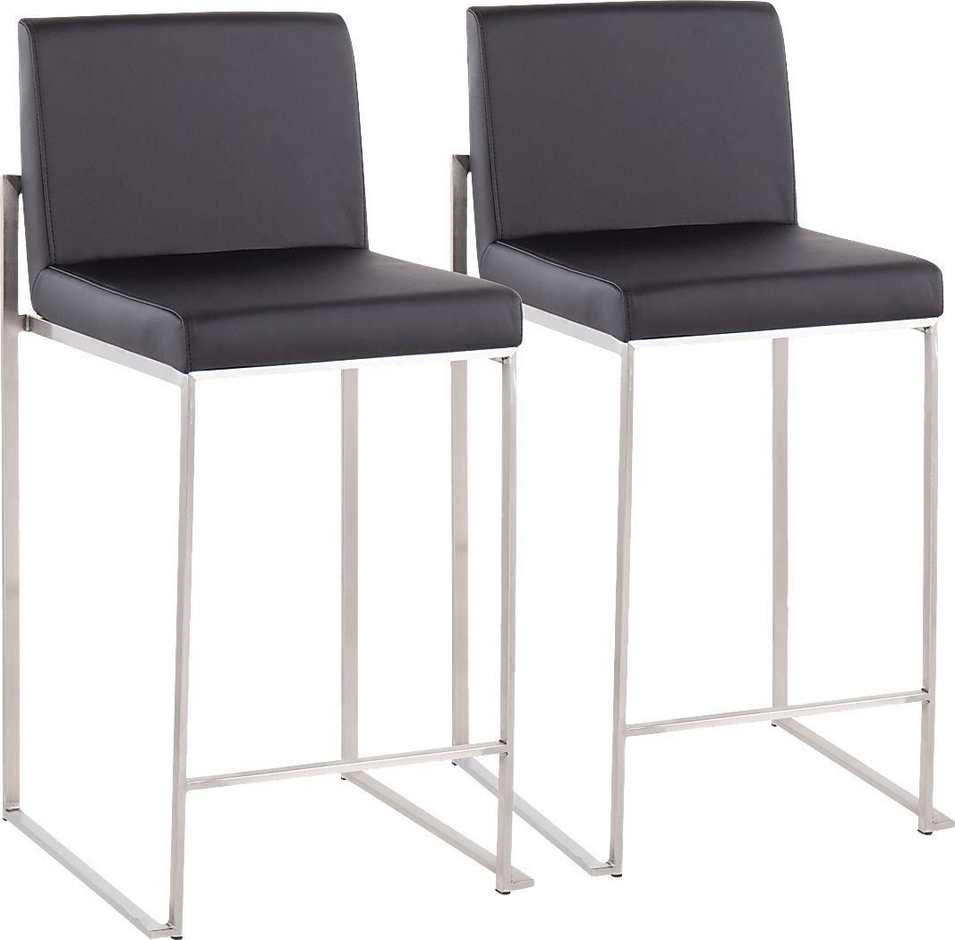 Nowotny Black Silver Counter Height Stool Set of 2