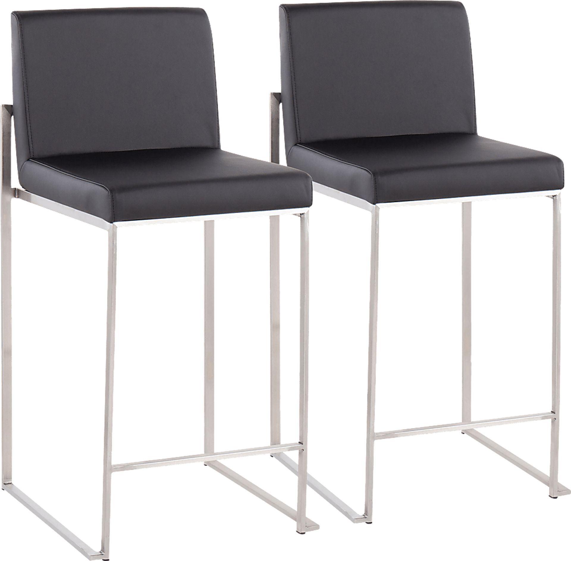 Nowotny Black Silver Counter Height Stool Set of 2 - Image 1