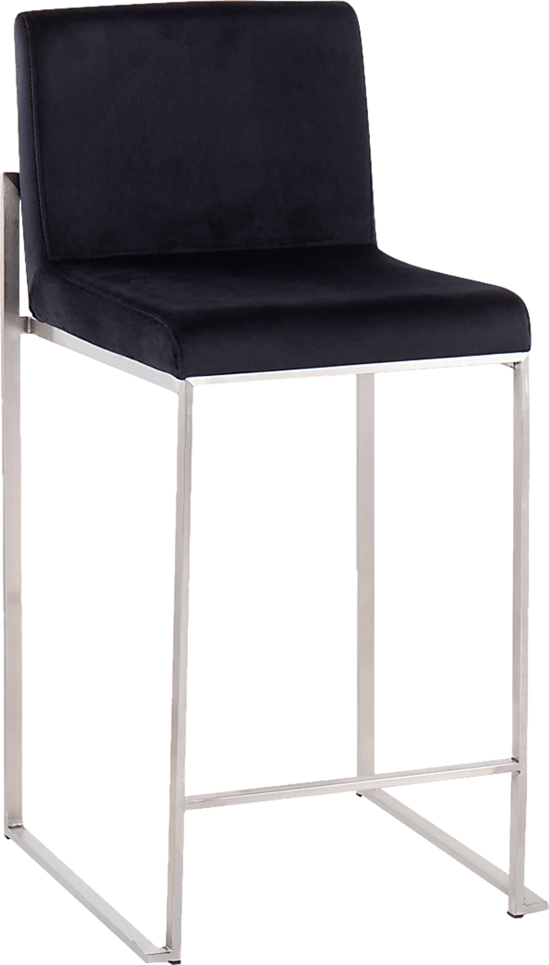Nowotny Black Silver Velvet Counter Height Stool Set of 2 - Image 2