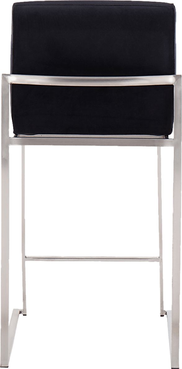 Nowotny Black Silver Velvet Counter Height Stool Set of 2