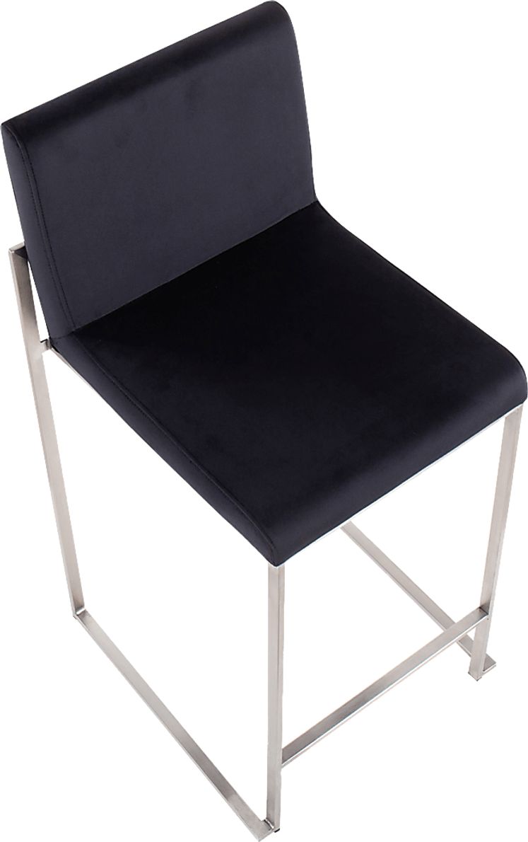 Nowotny Black Silver Velvet Counter Height Stool Set of 2