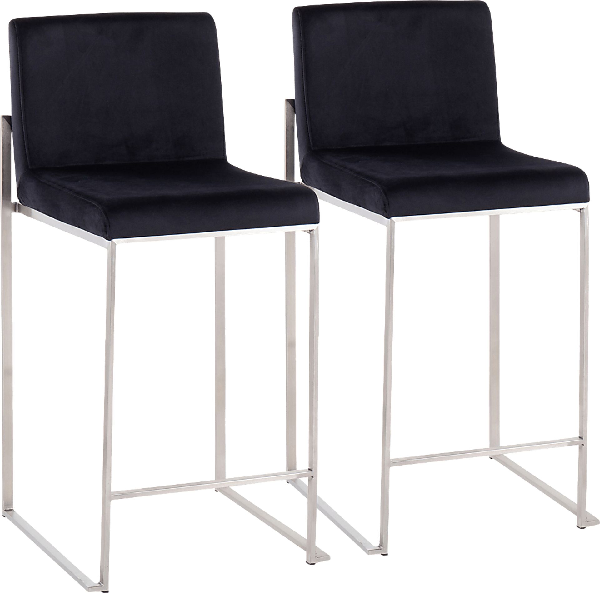Nowotny Black Silver Velvet Counter Height Stool Set of 2 - Image 1