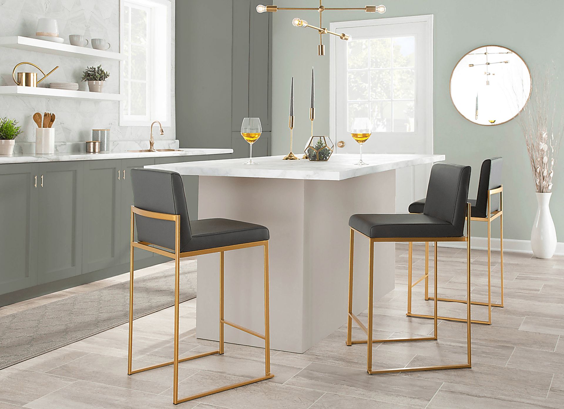 Nowotny Gray Gold Counter Height Stool Set of 2 - Image 8
