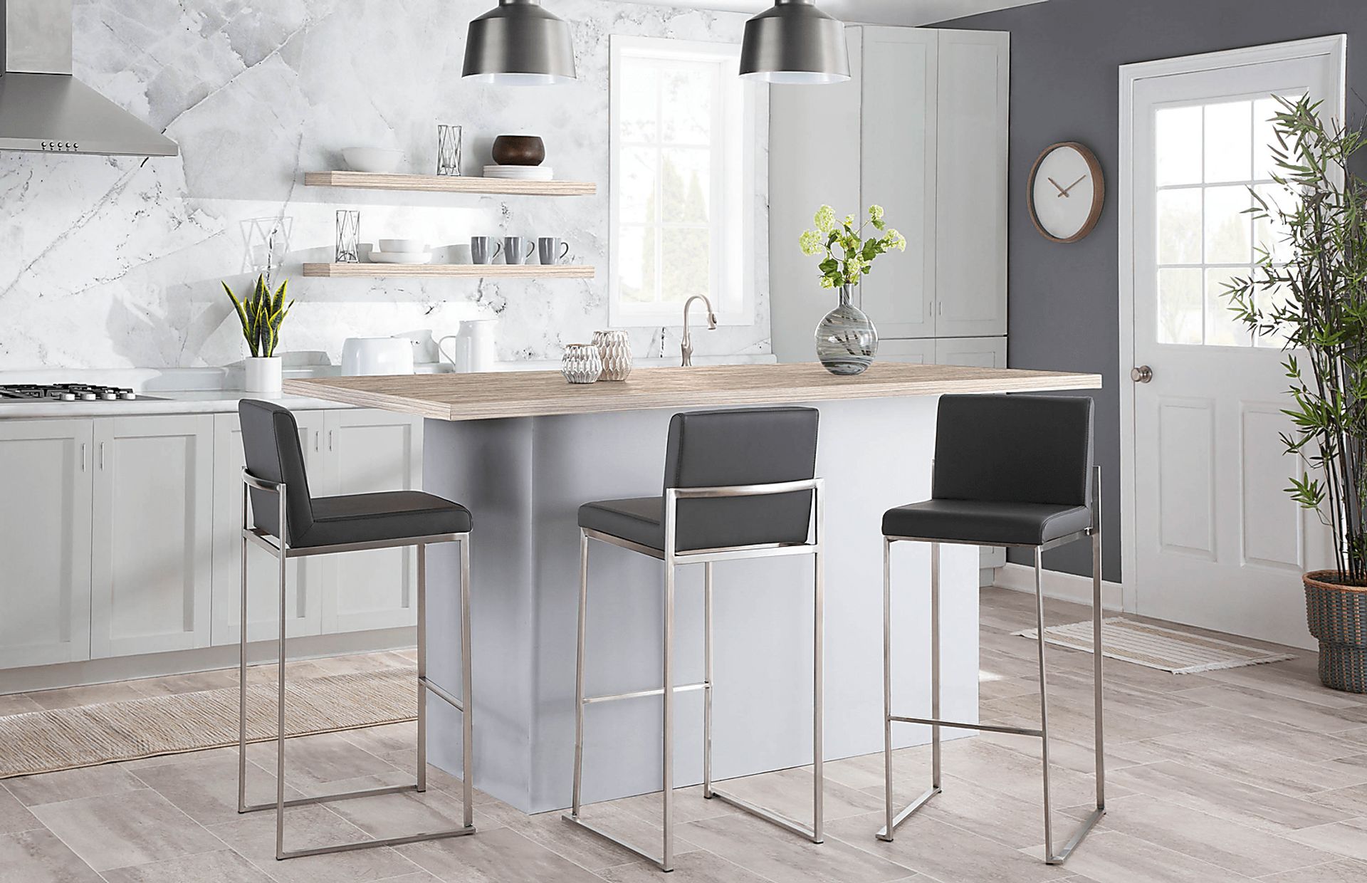 Nowotny Gray Silver Barstool Set of 2 - Image 8