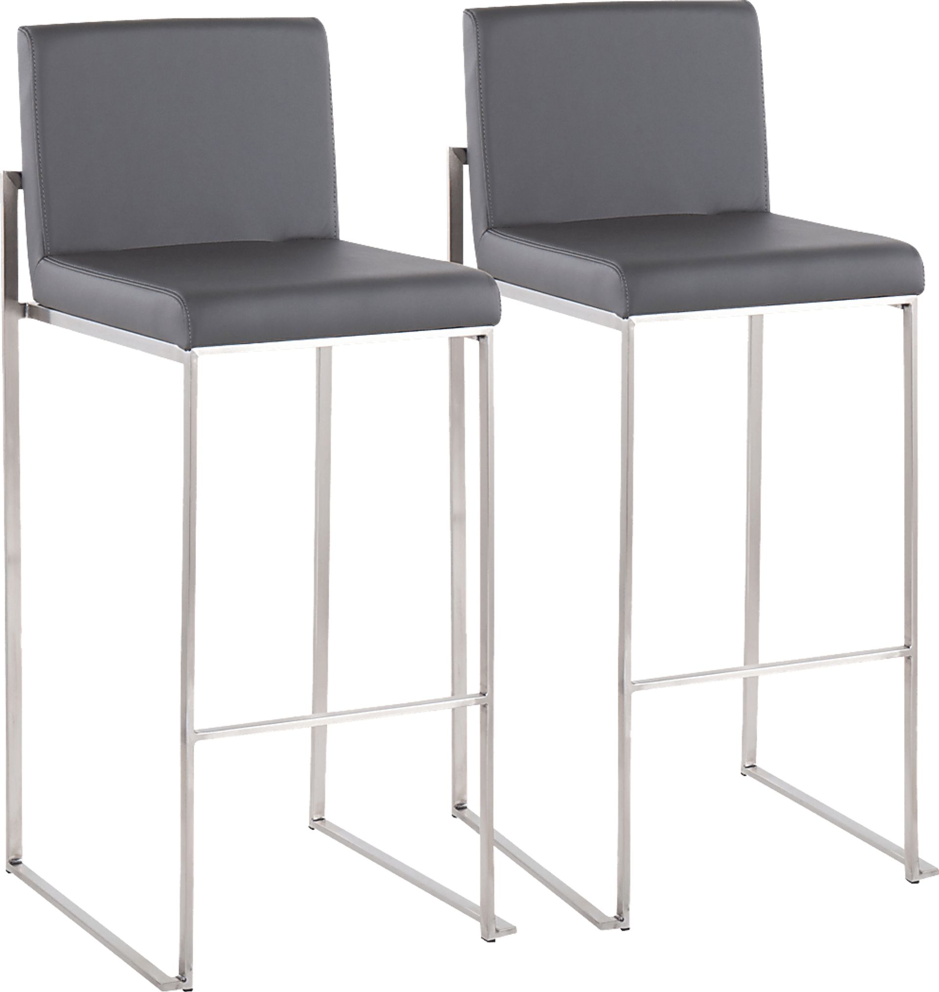 Nowotny Gray Silver Barstool Set of 2 - Image 1