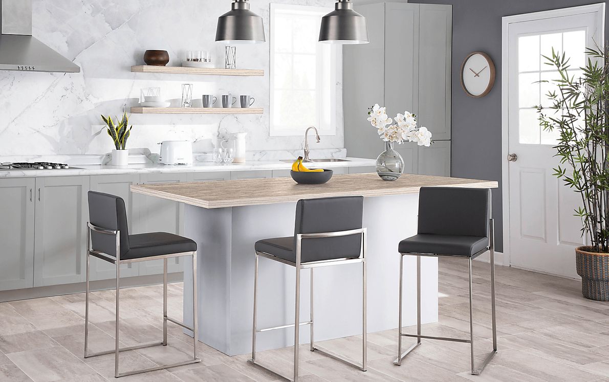 Nowotny Gray Silver Counter Height Stool Set of 2