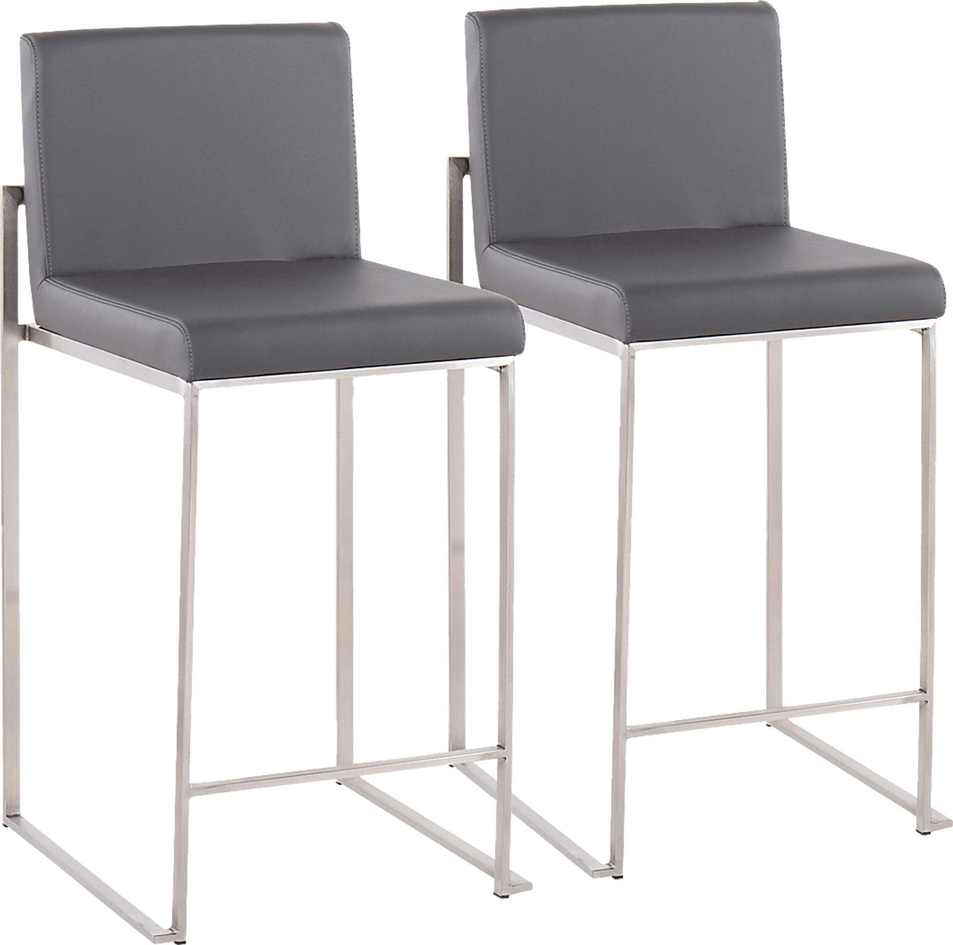 Nowotny Gray Silver Counter Height Stool Set of 2 - Image 1