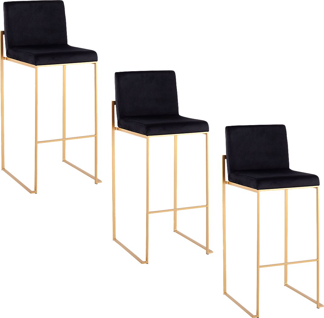 Nowotny II Black Barstool, Set of 3