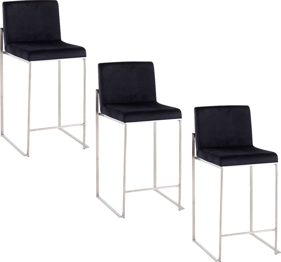 Nowotny IV Black Counter Height Stool, Set of 3