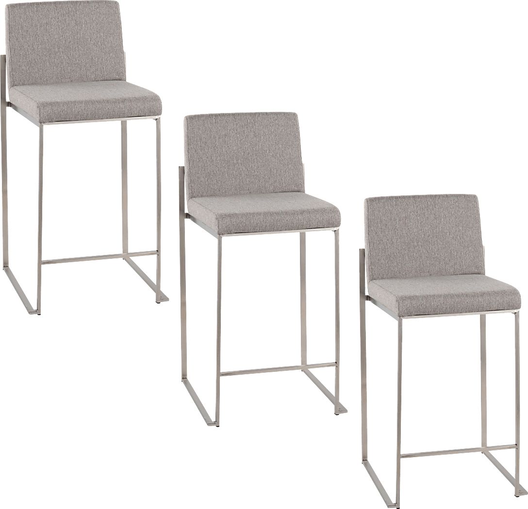 Nowotny IV Gray Counter Height Stool, Set of 3