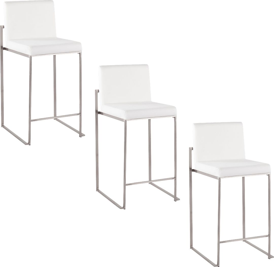 Nowotny IV White Counter Height Stool, Set of 3