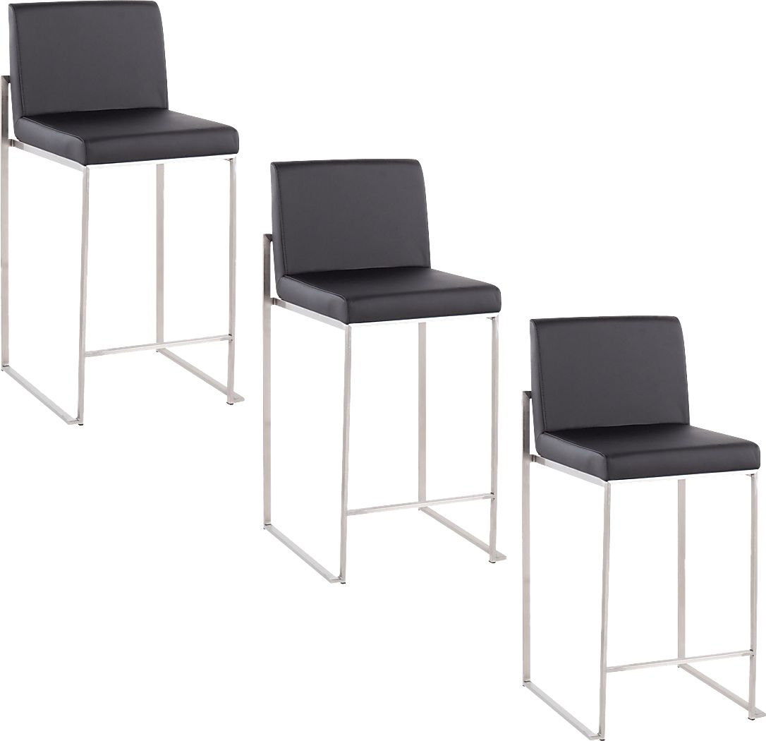 Nowotny V Black Counter Height Stool, Set of 3