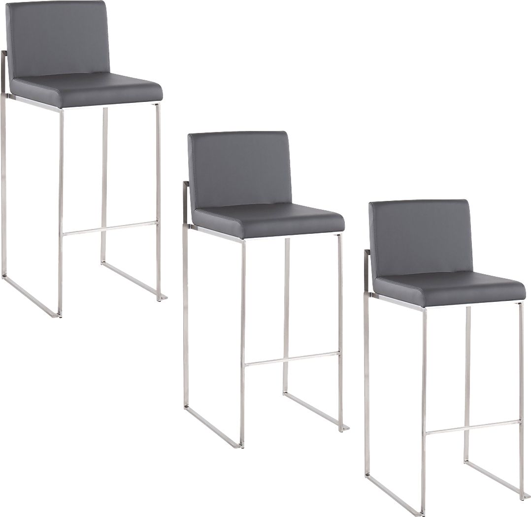Nowotny V Gray Barstool, Set of 3