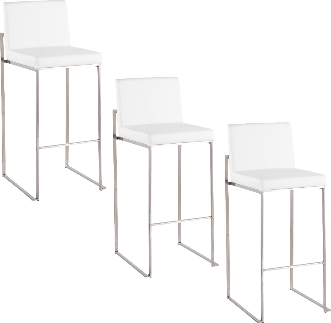 Nowotny V White Barstool, Set of 3