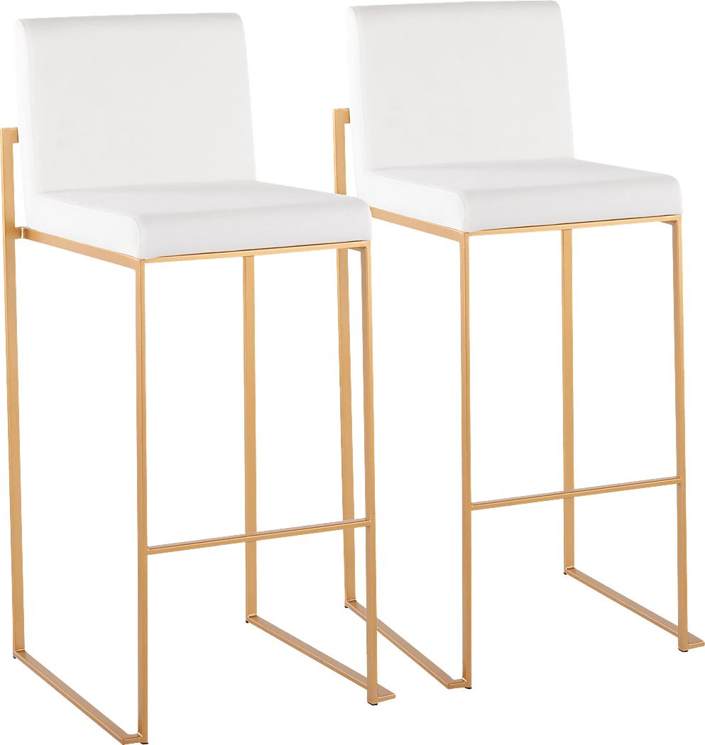 Nowotny White Gold Velvet Barstool Set of 2