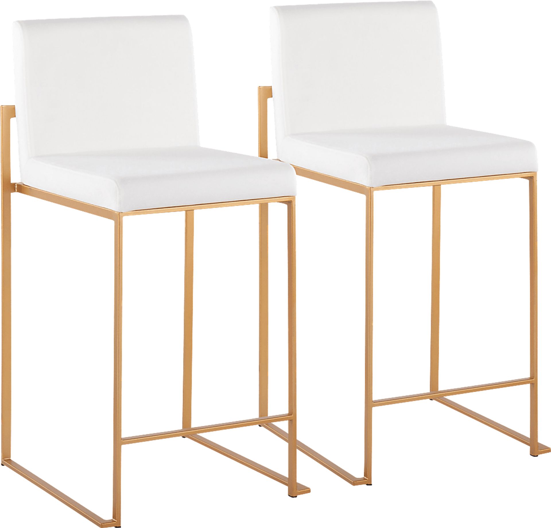 Nowotny White Gold Velvet Counter Height Stool Set of 2 - Image 1