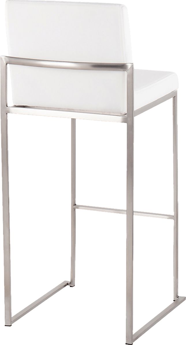 Nowotny White Silver Barstool Set of 2