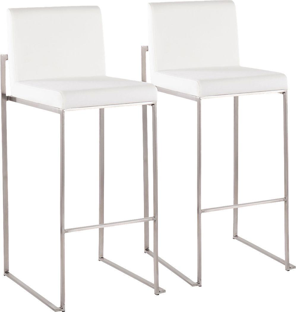 Nowotny White Silver Barstool Set of 2