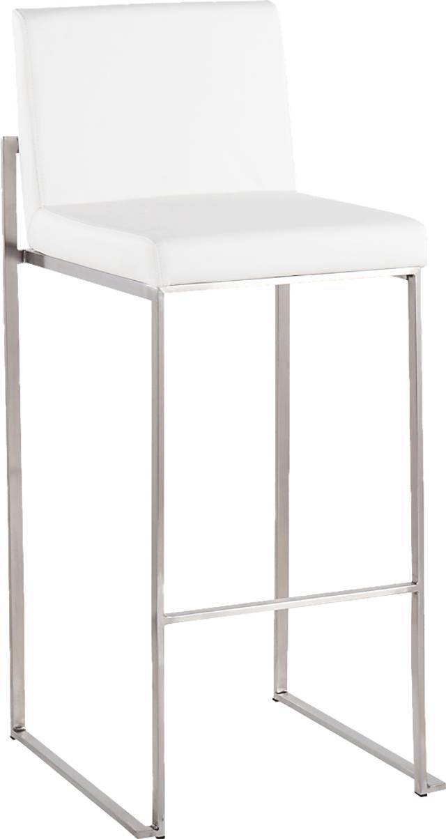 Nowotny White Silver Barstool Set of 2 - Thumbnail - Image 2