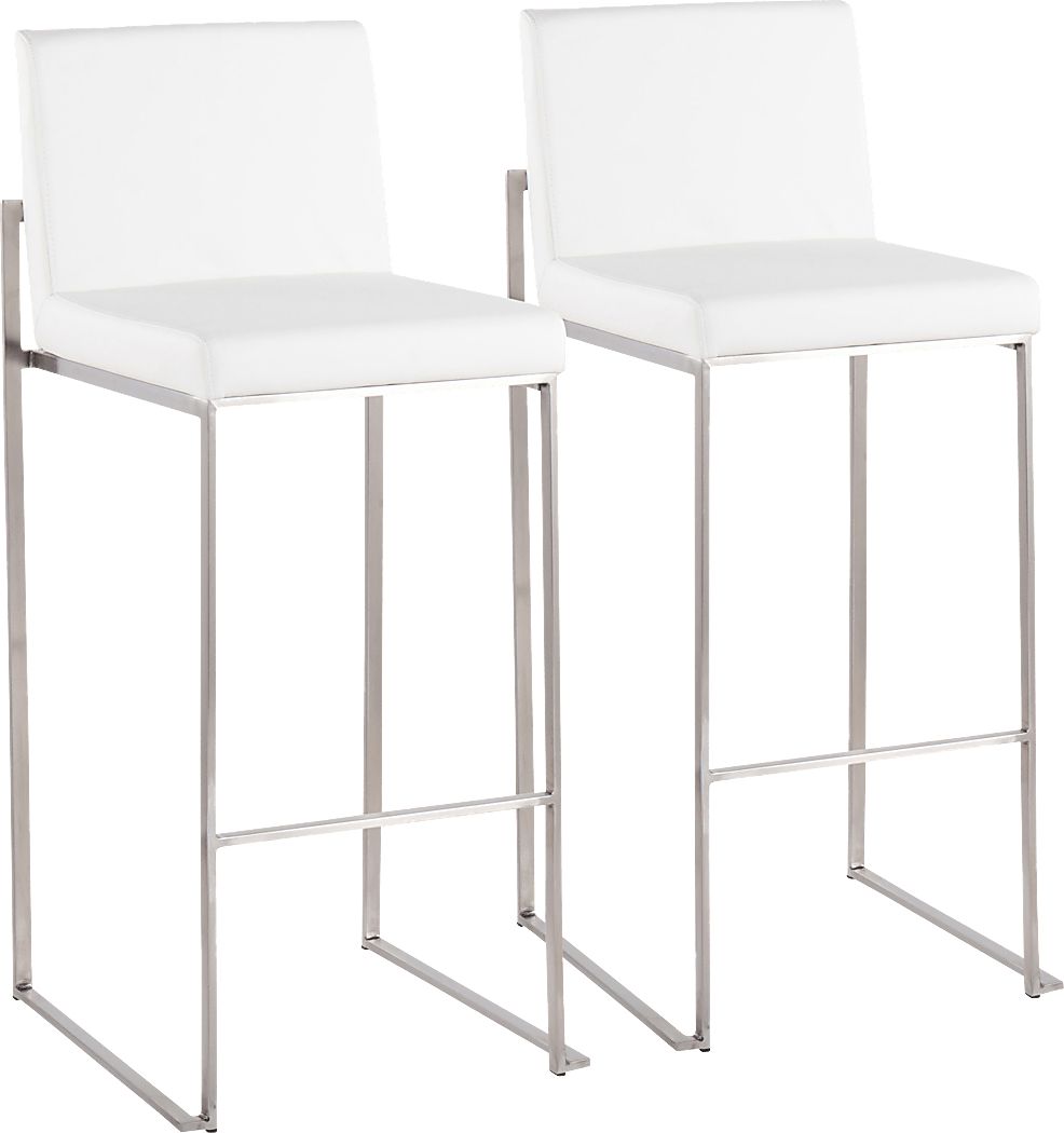 Nowotny White Silver Barstool Set of 2
