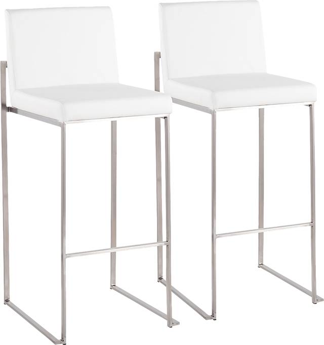 Nowotny White Silver Barstool Set of 2 - Thumbnail - Image 1