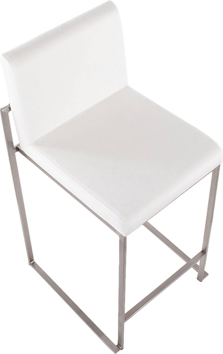 Nowotny White Silver Velvet Counter Height Stool Set of 2
