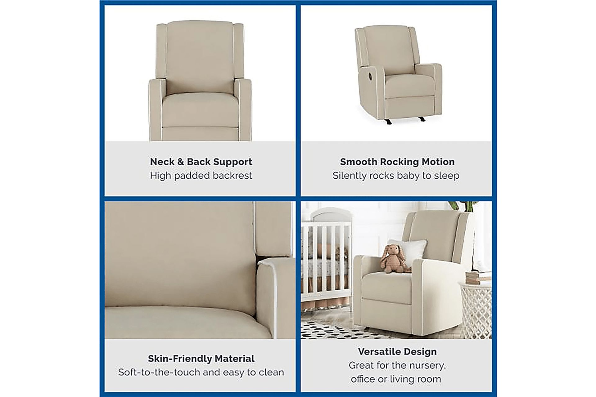 Nursery Ailla Beige Glider Recliner - Image 4