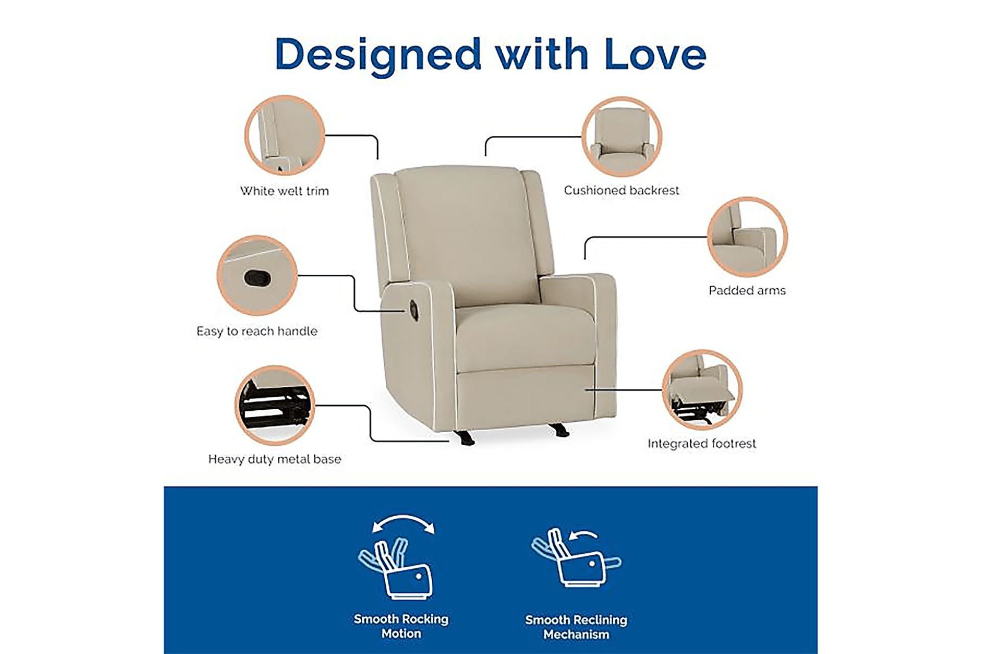 Nursery Ailla Beige Glider Recliner - Image 5