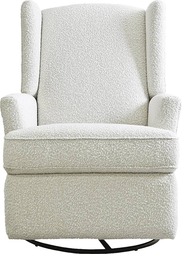 Nursery Alondria White Boucle Swivel Recliner - Thumbnail - Image 2