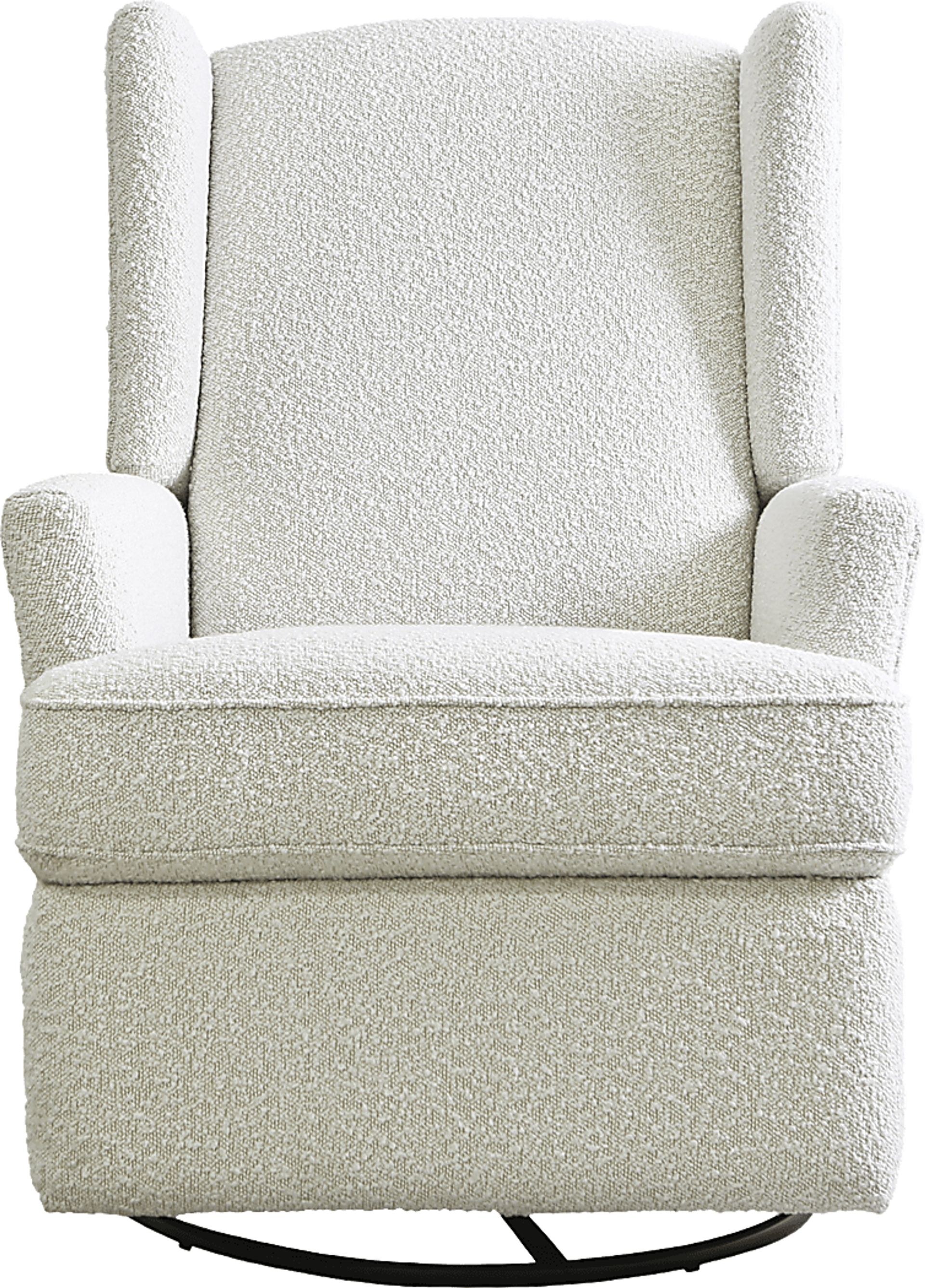 Nursery Alondria White Boucle Swivel Recliner - Image 2