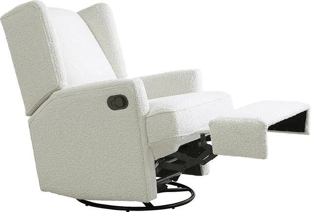 Nursery Alondria White Boucle Swivel Recliner - Thumbnail - Image 3