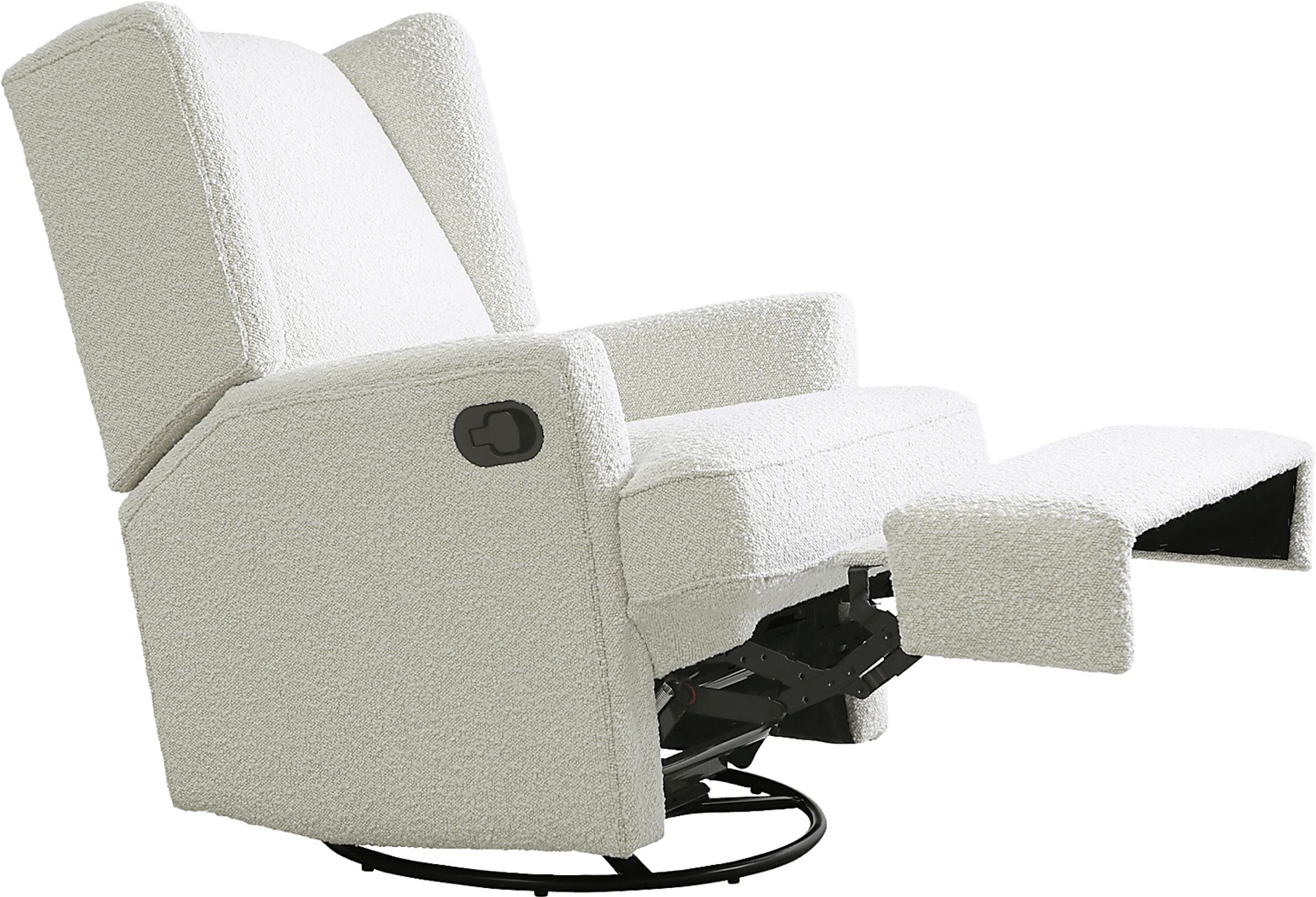 Nursery Alondria White Boucle Swivel Recliner - Image 3