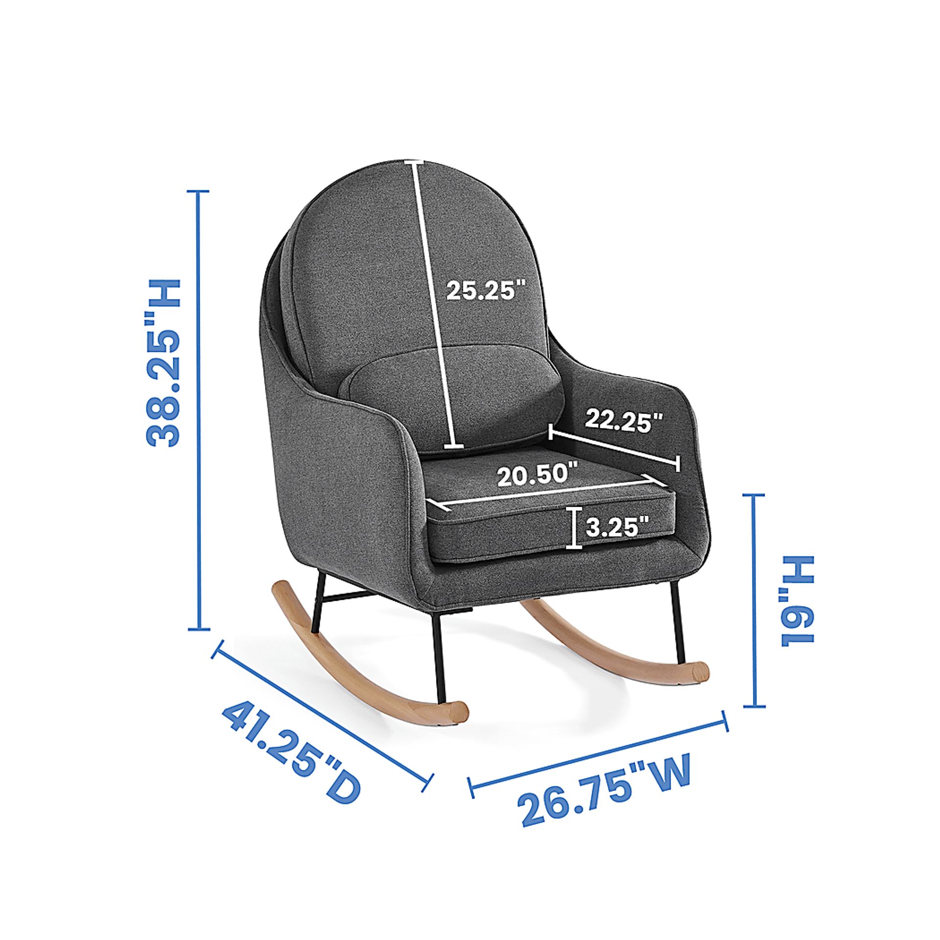 Nursery Annick Dark Gray Rocker - Image 4