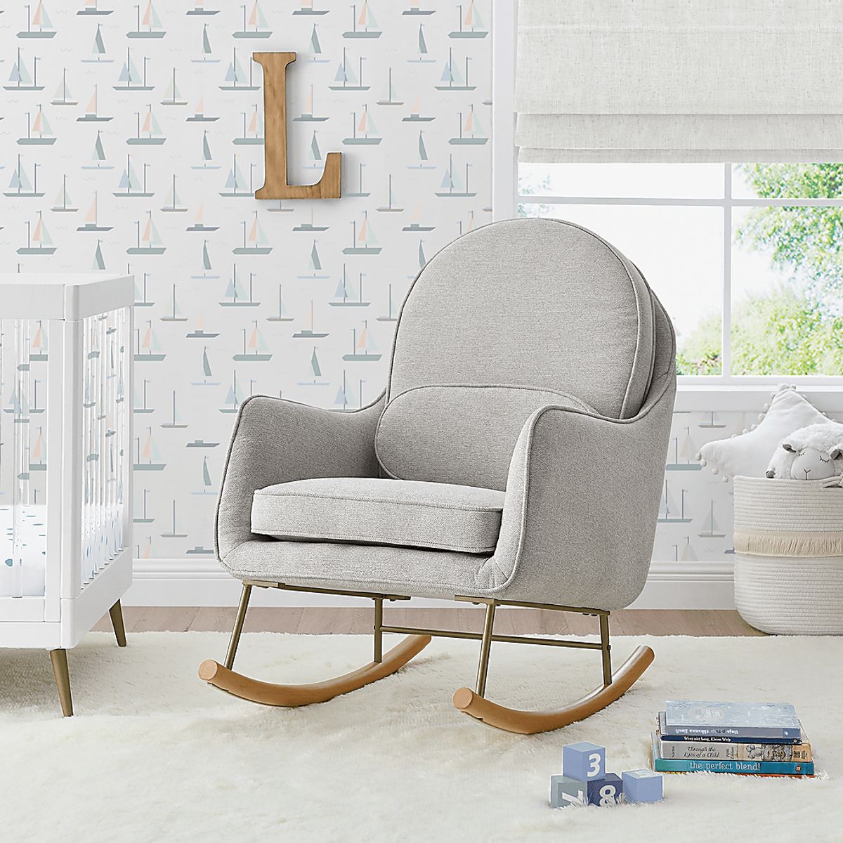 Annick Gray Polyester Fabric Nursery Rocker | Rooms to Go