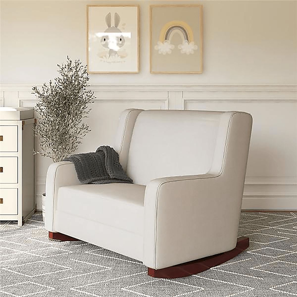 Arelo Beige Microfiber Rocker | Rooms to Go