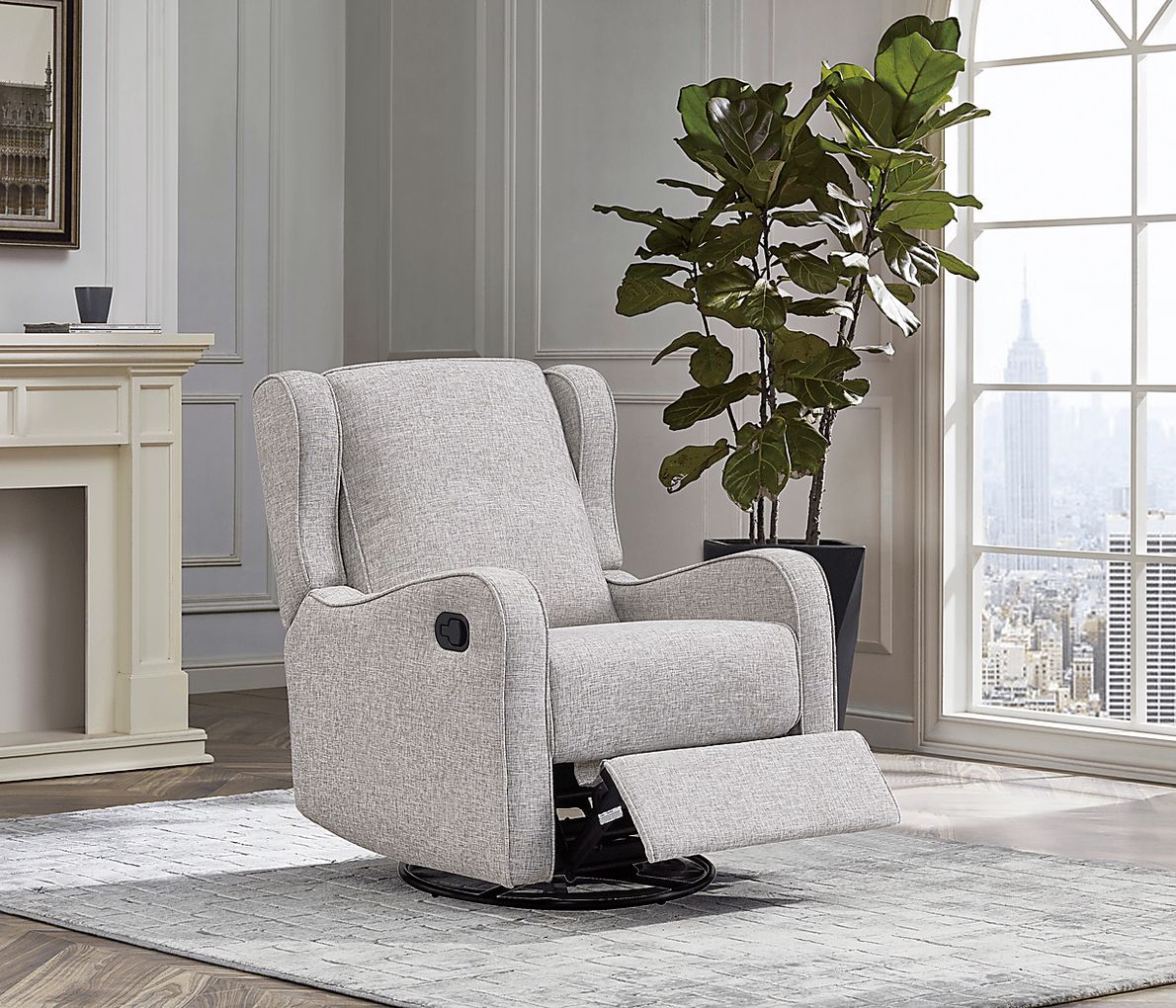 Nursery Camora Gray Swivel Glider Recliner - Rooms To Go