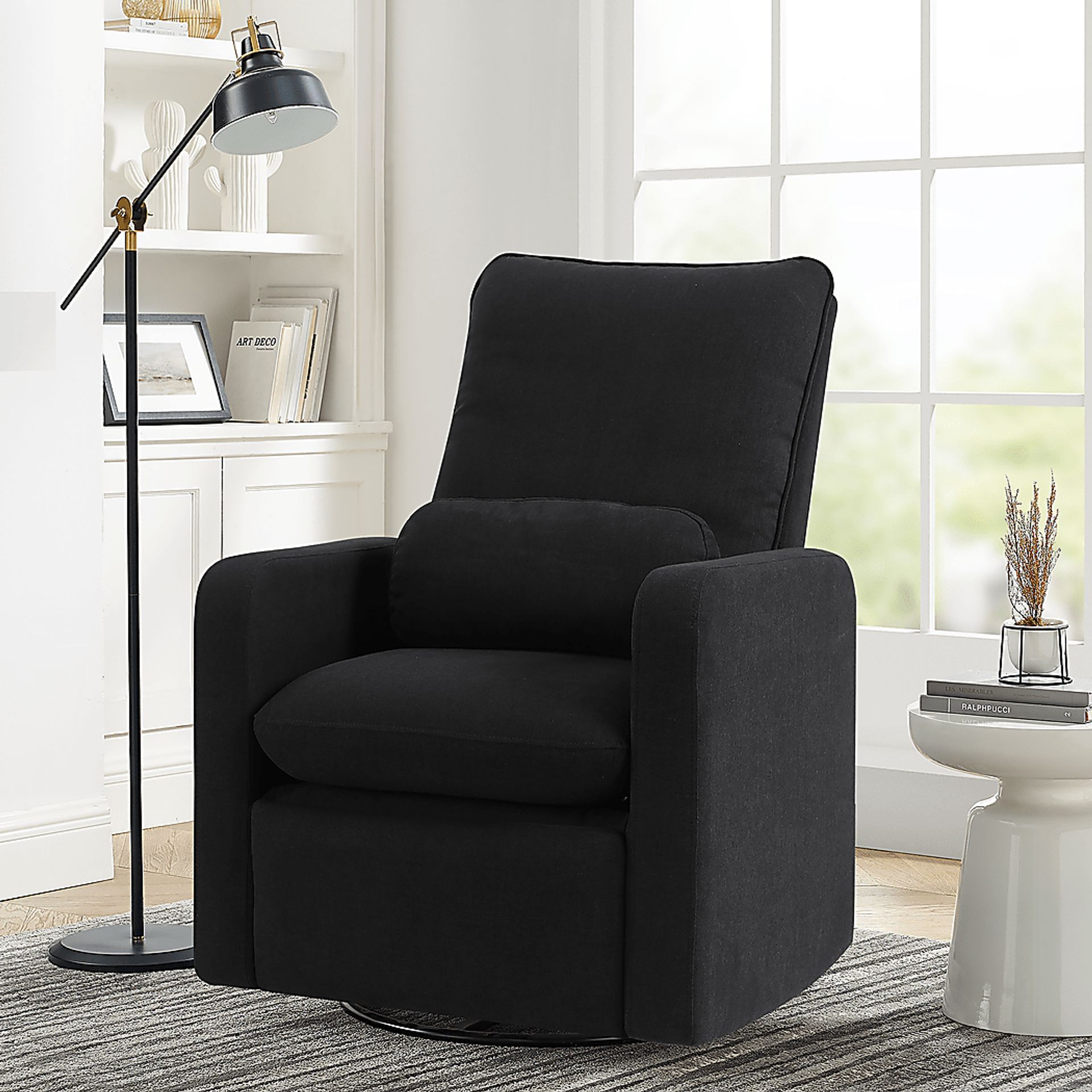 Nursery Cloud Black Swivel Recliner - Image 2