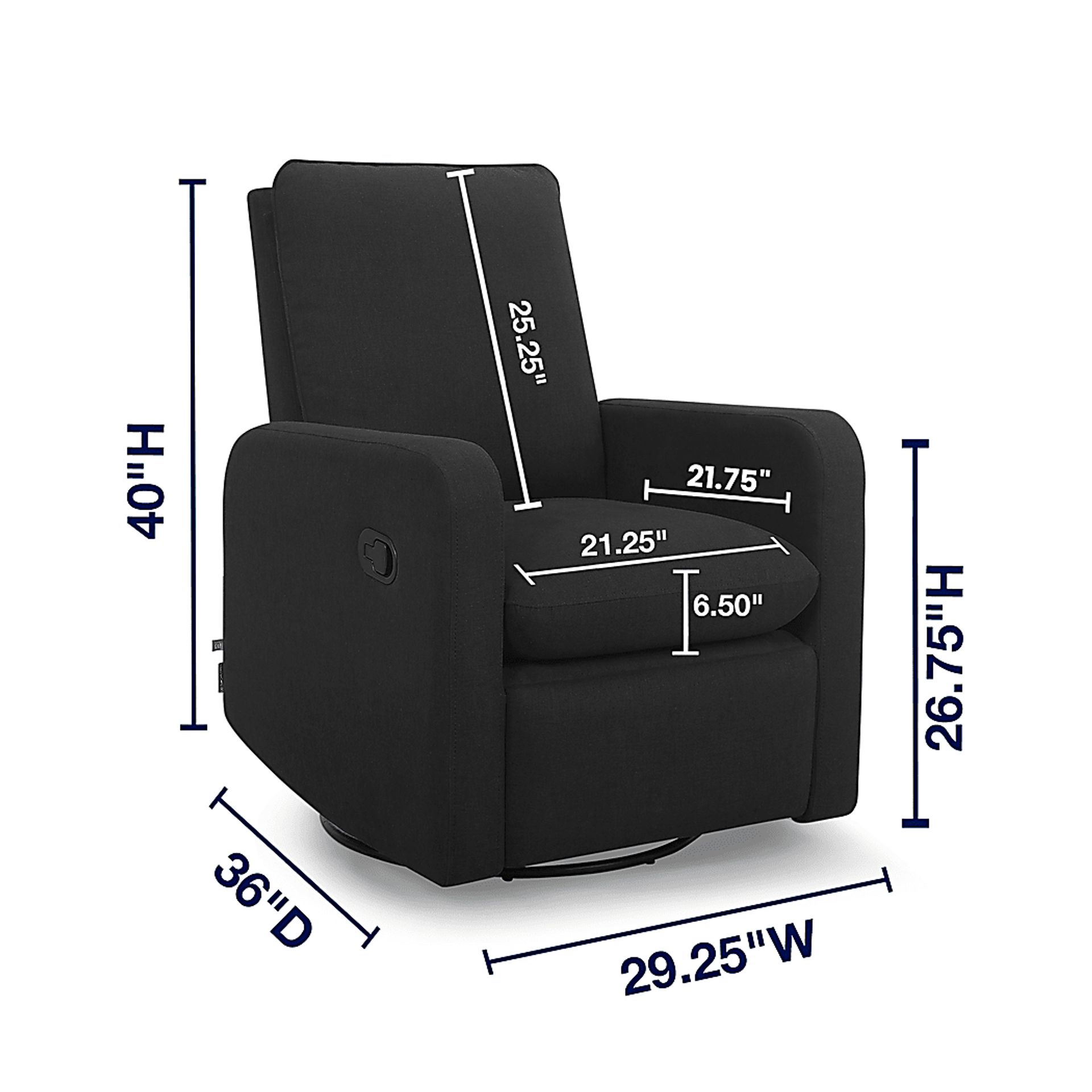 Nursery Cloud Black Swivel Recliner - Image 4