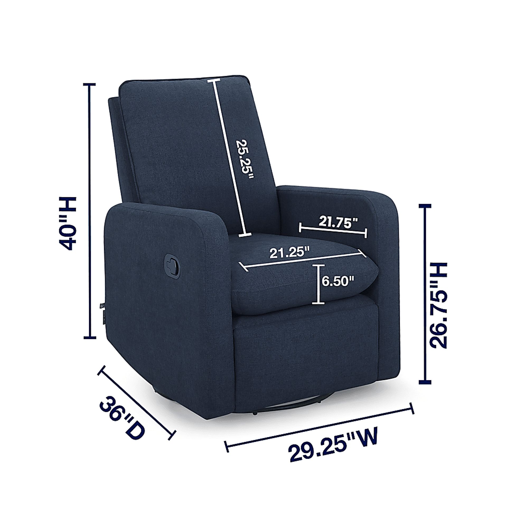 Nursery Cloud Blue Swivel Recliner - Image 4