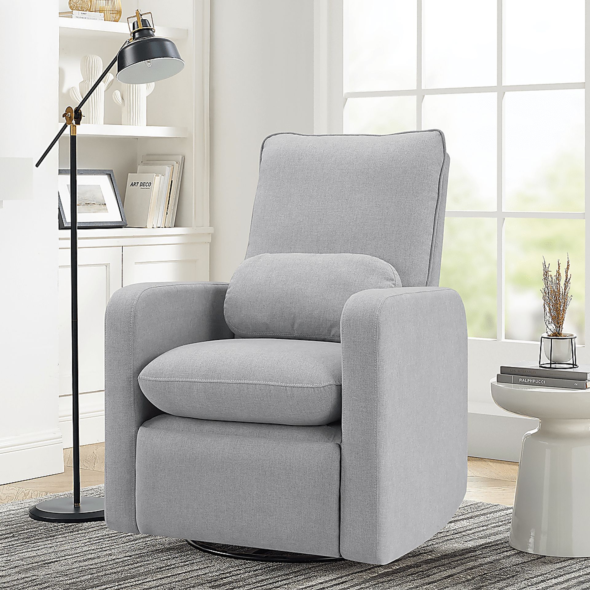 Nursery Cloud Gray Swivel Recliner - Image 2