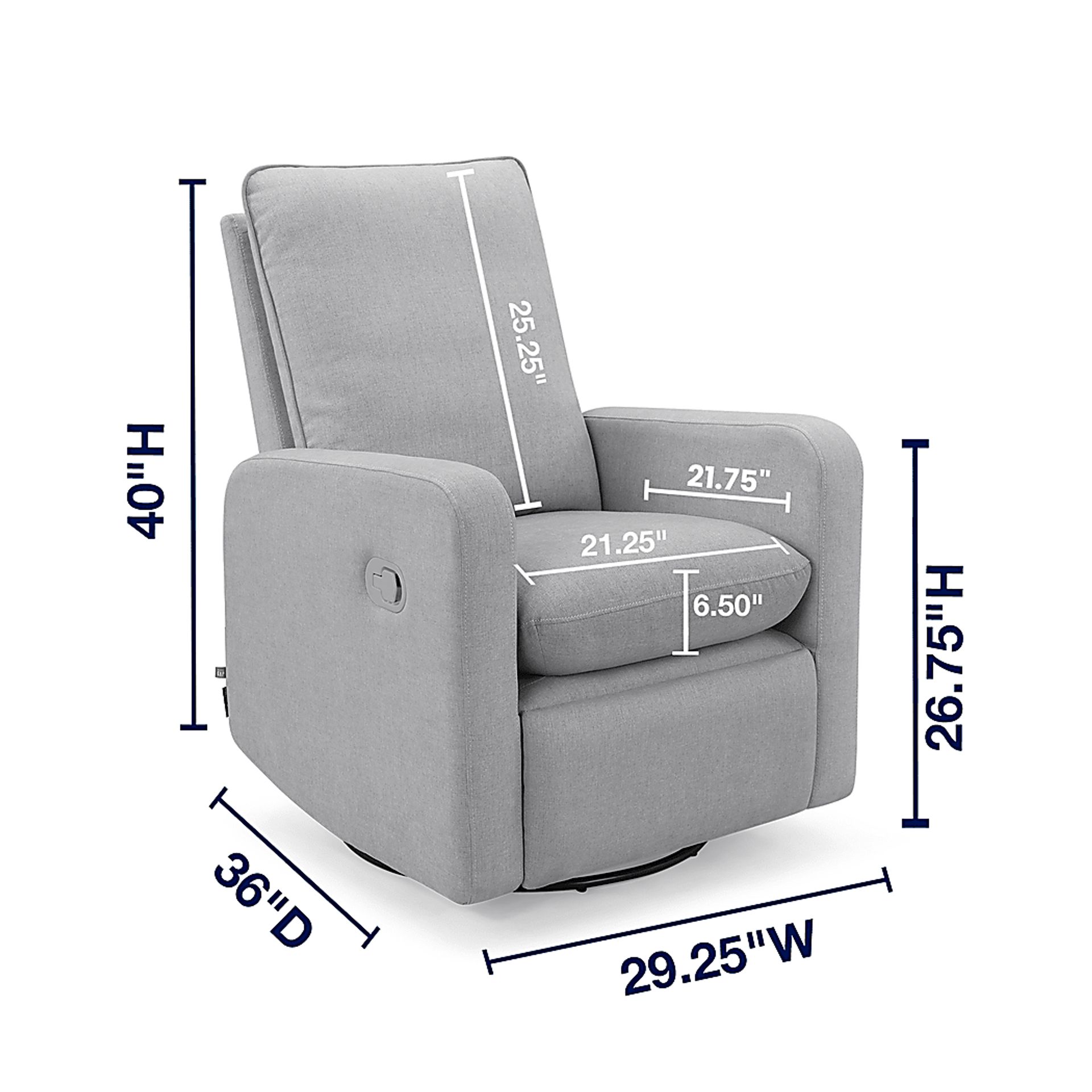 Nursery Cloud Gray Swivel Recliner - Image 4