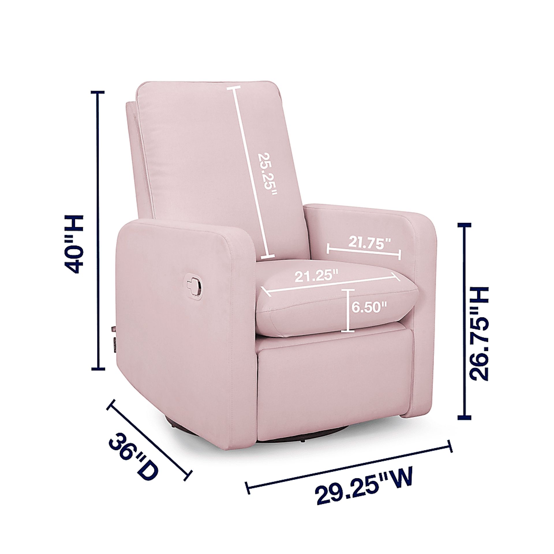 Nursery Cloud Pink Swivel Recliner - Image 3