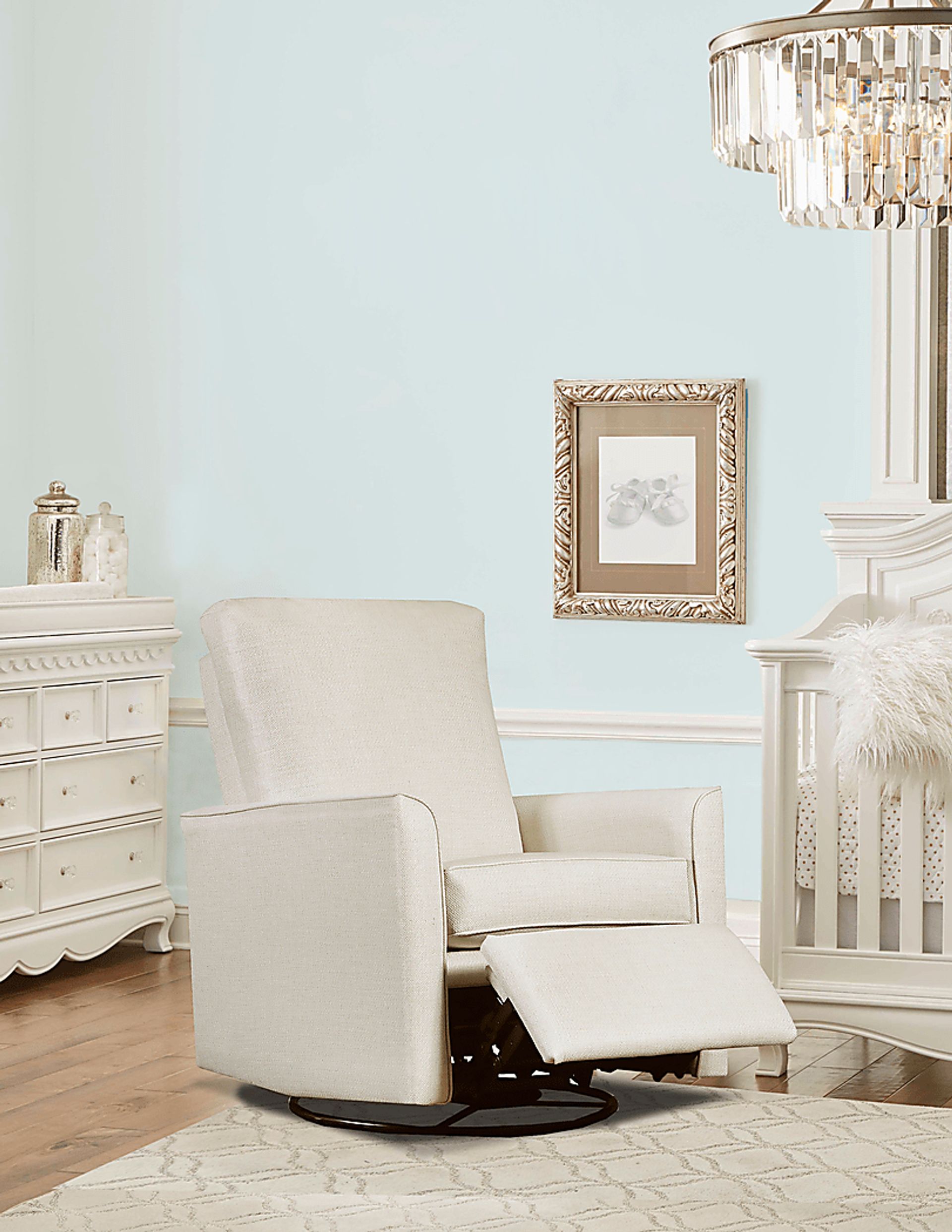 Nursery Cosonee Light Gray Swivel Recliner - Image 2