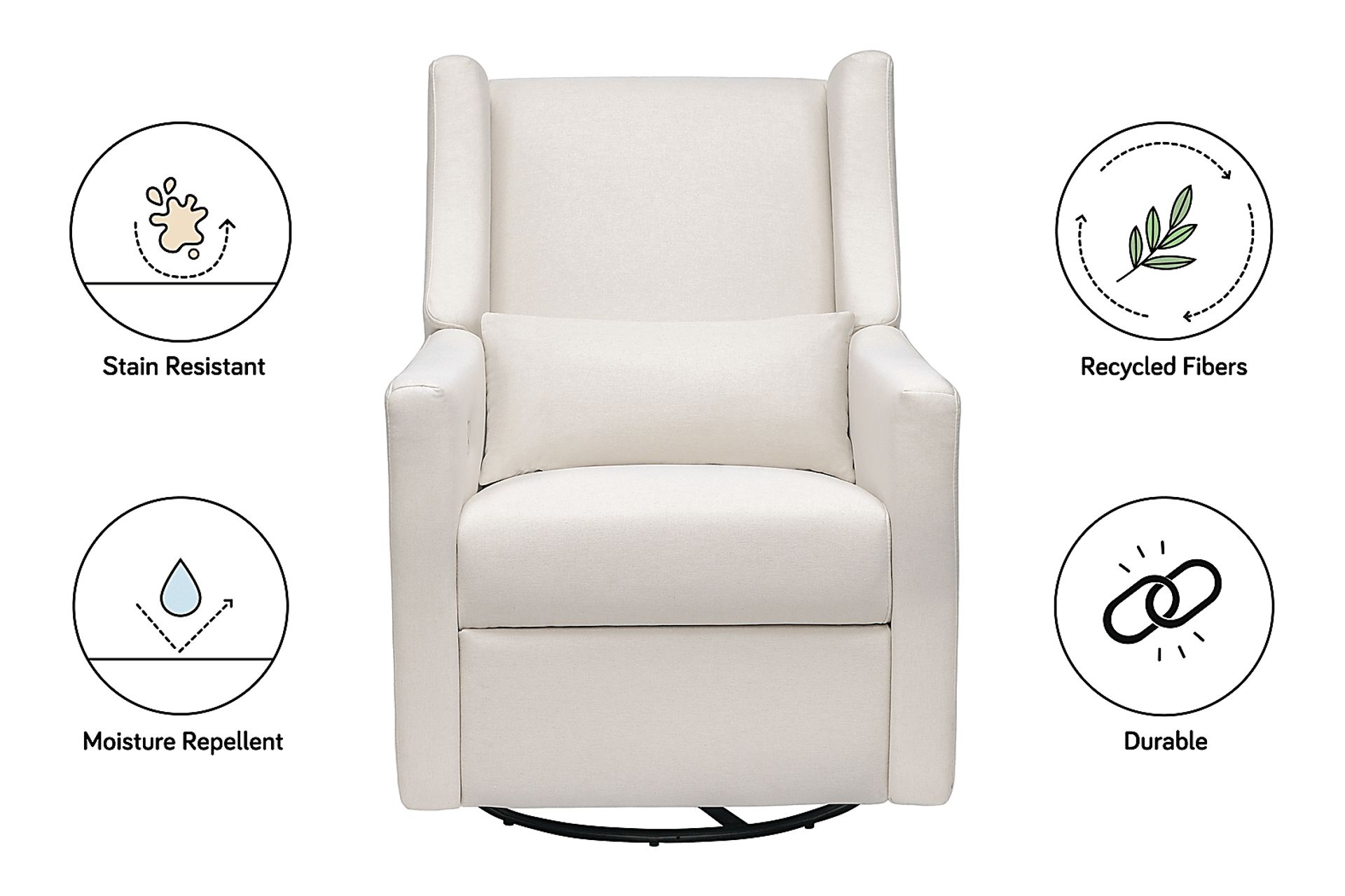 Nursery Cradle Song Cream Power Swivel Glider Recliner - Image 12