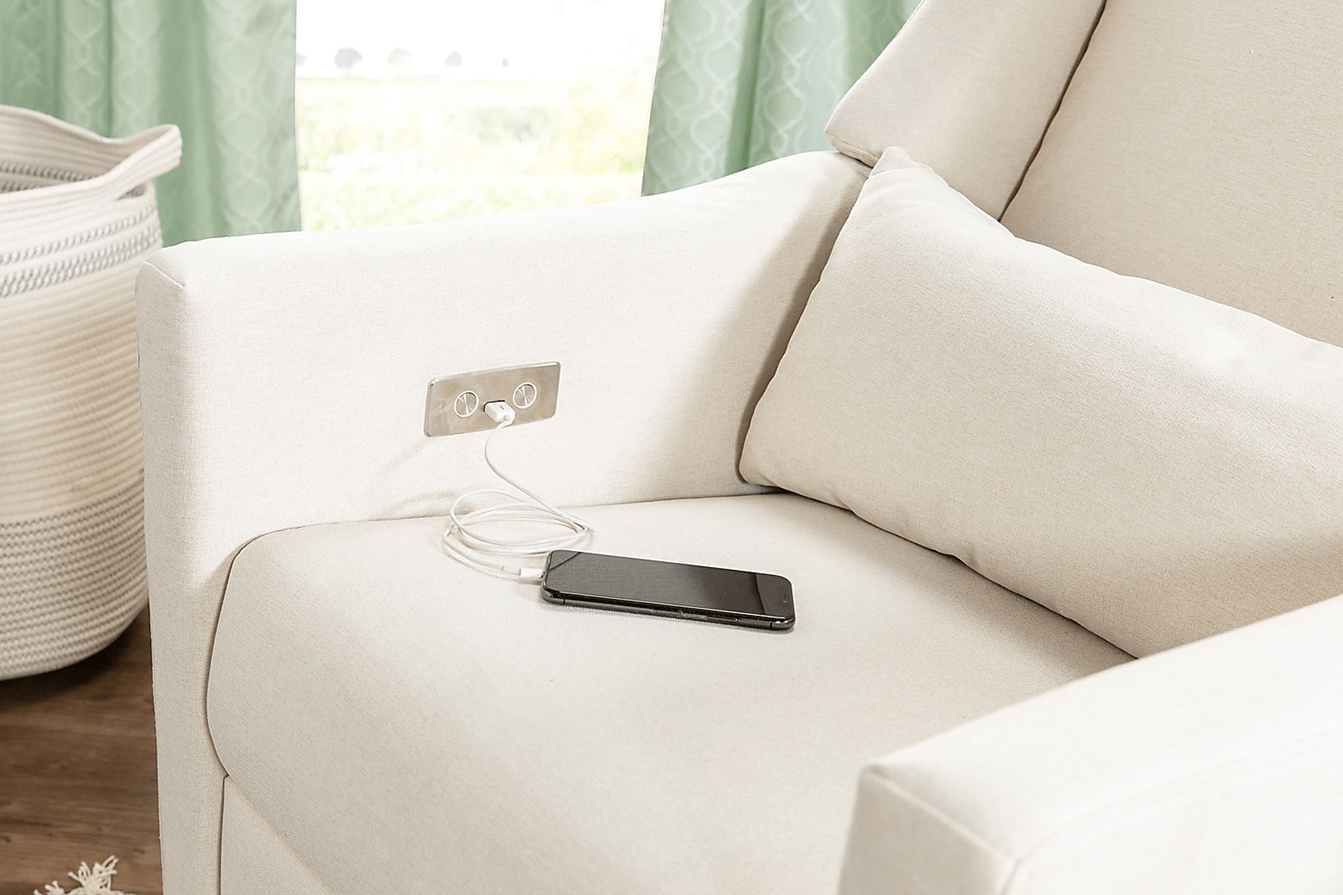 Nursery Cradle Song Cream Power Swivel Glider Recliner - Image 9