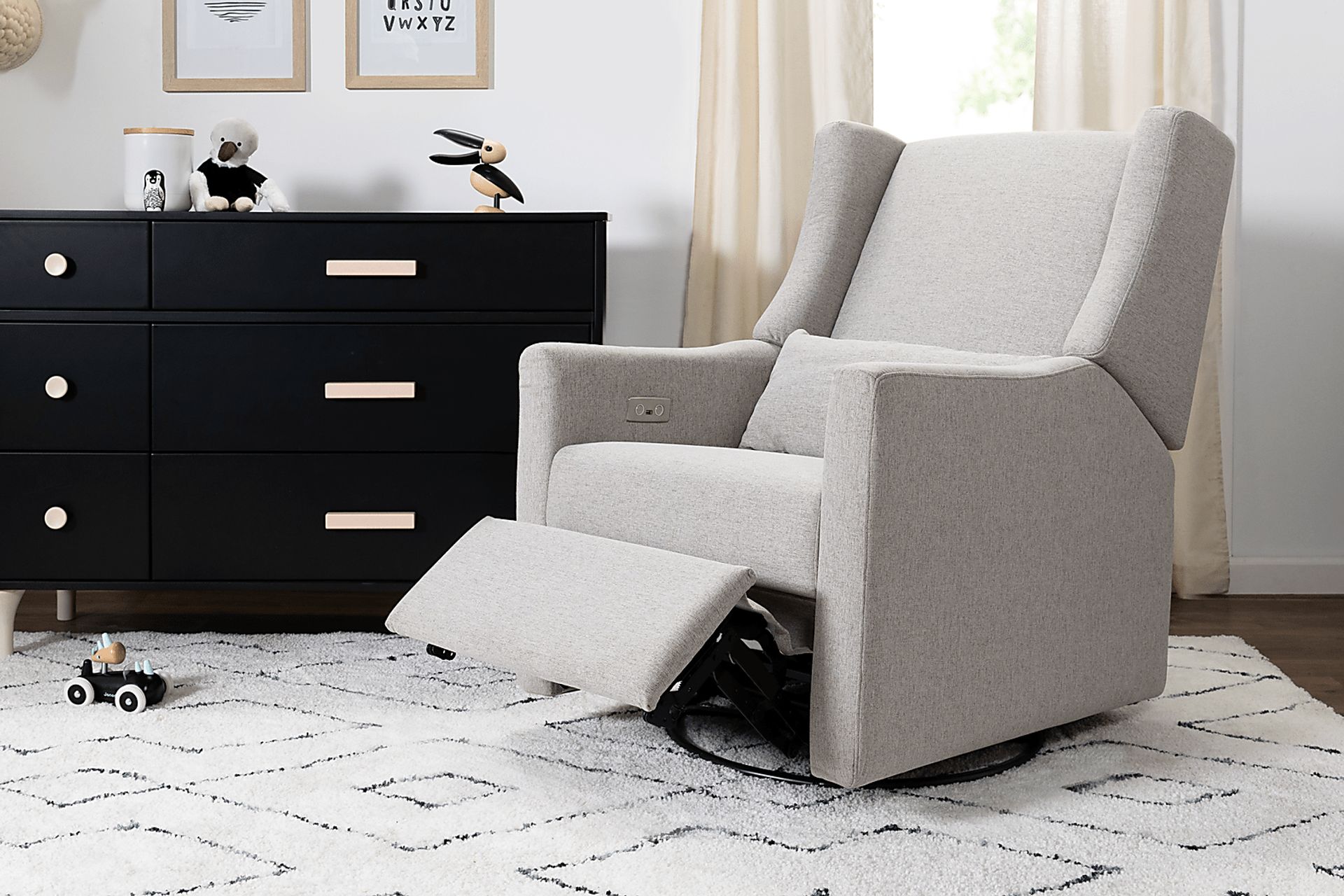Nursery Cradle Song Gray Power Swivel Glider Recliner - Image 11